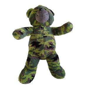 Teddy Mountain G.I. Camo Bear 16" Plush Stuffed Animal Green Camouflage 0253